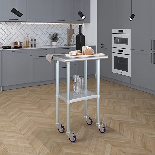 Image of AmGood 24 inch Long x 18 inch Deep Stainless Steel Table with Casters