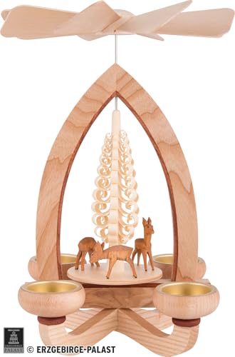 Erzgebirge Palast 1-stöckige Pyramide Rehe - Natur - 28 cm