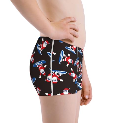 Boys' Cotton Boxer Brief Soft Underwear-Surfing Santa2