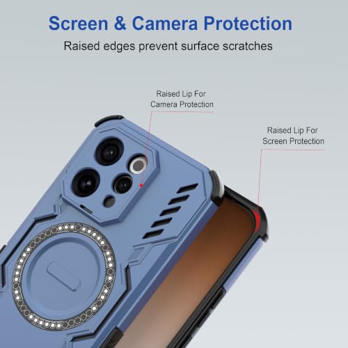 Image of Zapcase Back Case Cover for Vivo V70 5G | Magnetic Case with Built-in Metal Ring | Supports MagSafe Charger, Wallet & Car Mount | Shockproof Hybrid PC + TPU | Blue