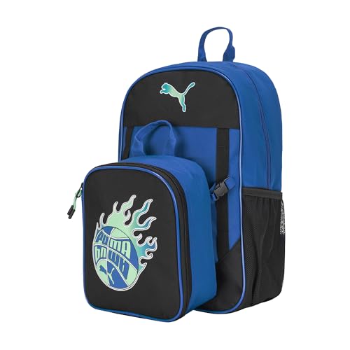 Image of PUMA Unisex Kid's Colony Lunch Kit & Backpack Combo, Vivid Blue /Black /Aquatic, Medium