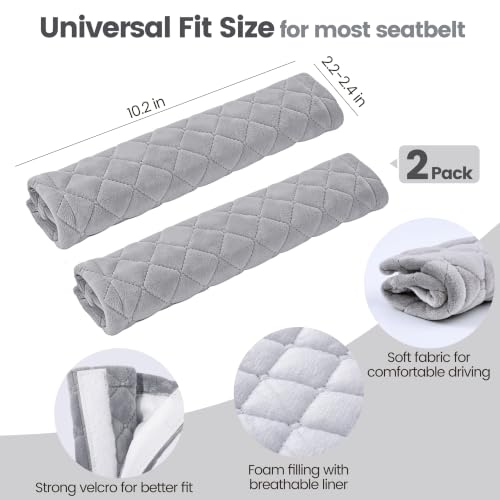 Amooca Soft Auto Seat Belt Cover Seatbelt Shoulder Pad Cushions 2 PCS Universal Fit for All Cars and Backpack for a More Comfortable Driving (Light Grey) - Image 5