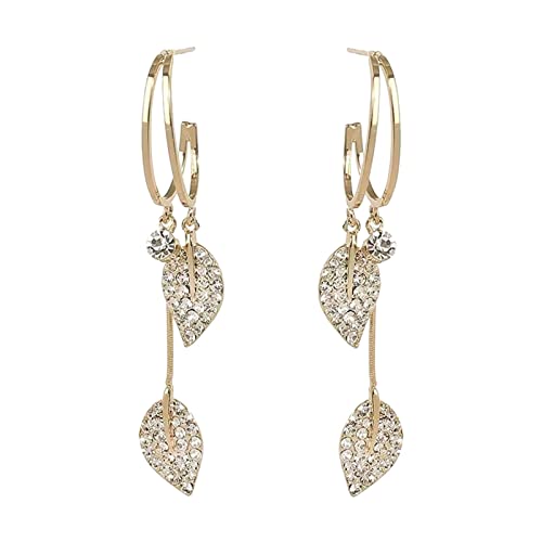 Pendientes con forma de pendientes para mujer, elegantes aretes largos con borla, chapados en oro, de cobre, aretes de cuero, One Size, Metal