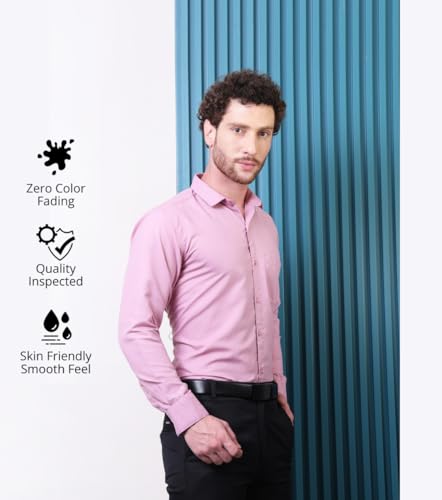 Image of CONTRARY Men's Pure Cotton Solid Stylish Casual & Formal Wear Shirt | Stylish Regular Fit Full Sleeve Comfortable Office Party Trendy Shirt - Multi Color
