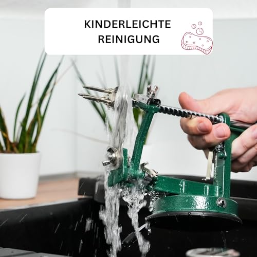Foto von Westmark Apfelschäler/-schneider/-entkerner, mit Saugfuß, 30,5 x 10,5 x 13 cm, Rostfreier Edelstahl/Aluminium, Apfeltraum, Grün/Silber, 11442260