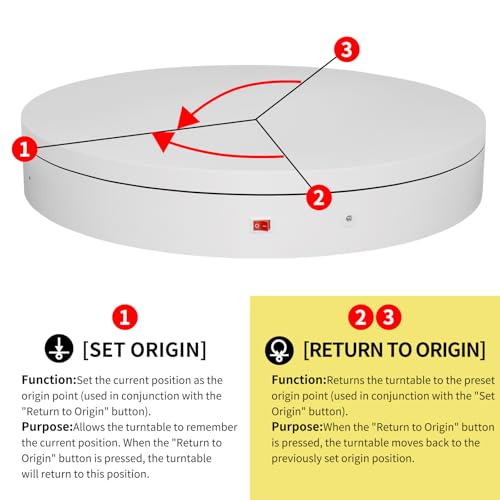 Plataforma giratoria de fotografía motorizada remota, plataforma giratoria giratoria 360 cabina de fotos perezosa base giratoria para pantalla, modelos de escáner 3D (rango de carga: 220 libras