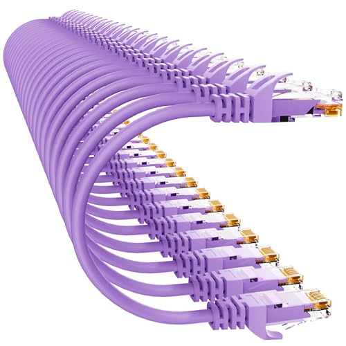 Image of Cat 6 Ethernet Cable 1FT (24Pack), Cat6 Ethernet Patch Cable 10Gbps, High-Speed UTP Cat6 Network Cable Pure Copper, Cat 6 Cable for Home and Office Network, Purple