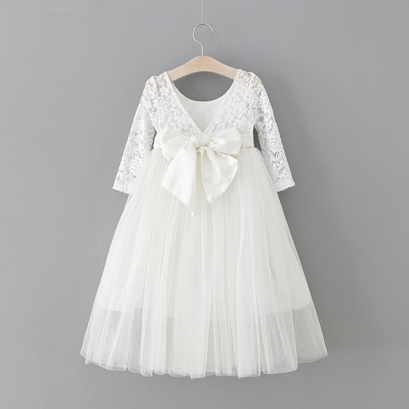 Cutiego フラワーガールドレス 幼児用ドレス ヴィンテージ 素朴なドレス ベビーガール 洗礼ドレス