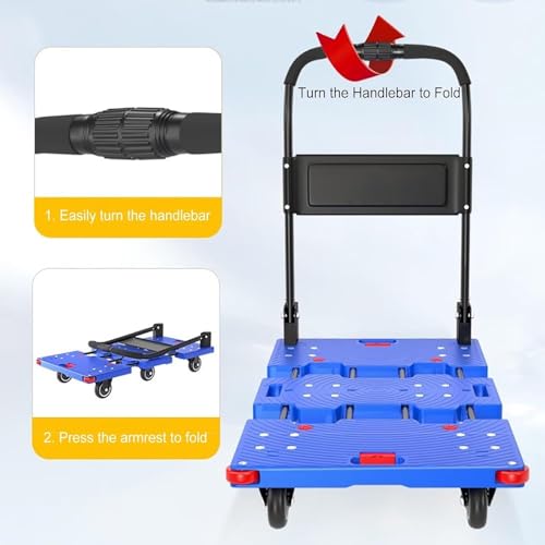 Chariot utilitaire plateforme acier robuste pliable 400 kg - 4