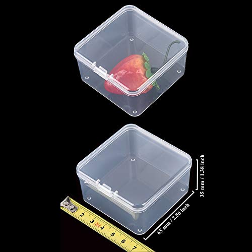 Image of 18 Pieces Square Empty Mini Clear Plastic Storage Box 2.56x2.56x1.38 inch | Hinged Lids, For Small Items, Craft Projects
