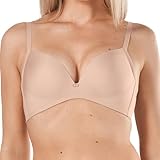 mefemi - Amelia - Damen-BH - Push Up BH Damen ohne Bügel - BH Frauen - Bügelloser BH - Glatt - Büstenhalter für kleine und mittlere Brüste - Vergrößerungseffekt Bra - T Shirt BH - 65F - Beige