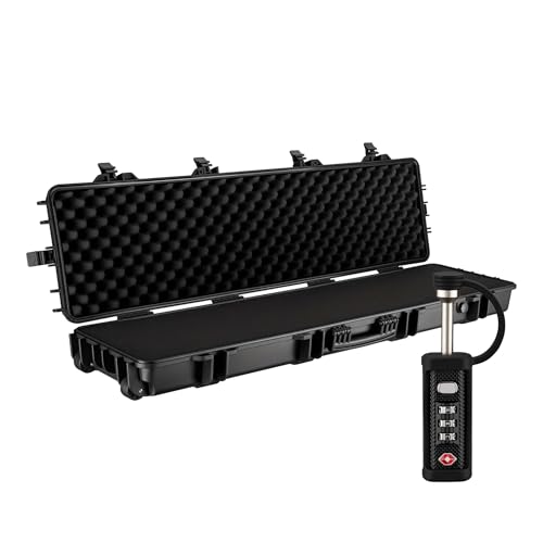 WilTec Maletín para Armas 137,8 x 38,3 x 17,5 cm con Cerradura, Estuche para Armas largas, Caja para Rifle con Acolchado de Espuma y Ruedas, Maleta para Rifles con Gran Capacidad de Carga
