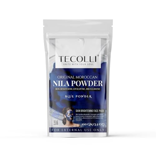Original Moroccan Blue Nila Powder 100g Pure & Natural Face Mask for Skin Brightening Purifying and Whitening