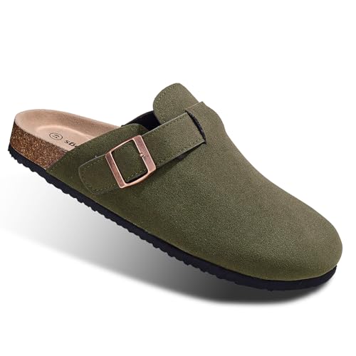 Image of BULLIANT Women Mules Clogs-Memory Foam Cushioned Cork Footbed-Fleece Lined
