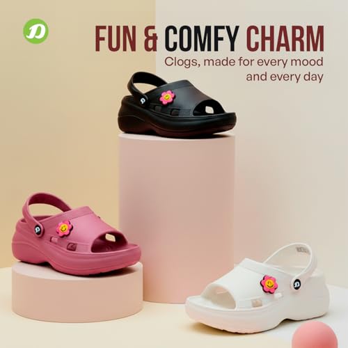 Image of DOCTOR EXTRA SOFT Women's Classic Smiley Charm Clogs /Sandals with Adjustable Back Strap for Adult| Comfortable & Lightweight | Stylish & Anti-Skid| Casual Waterproof Everyday Mules Girls Ladies D-539