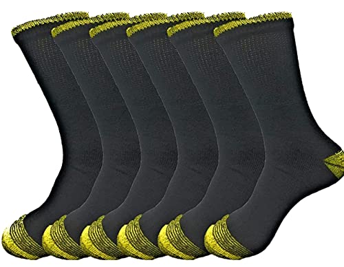 Rozgul Lot de 6 paires de chaussettes de travail non élastiques pour homme diabétique avec dessus doux en coton résistant, confortables et chaudes, taille 39-45, multicolore, 6-11