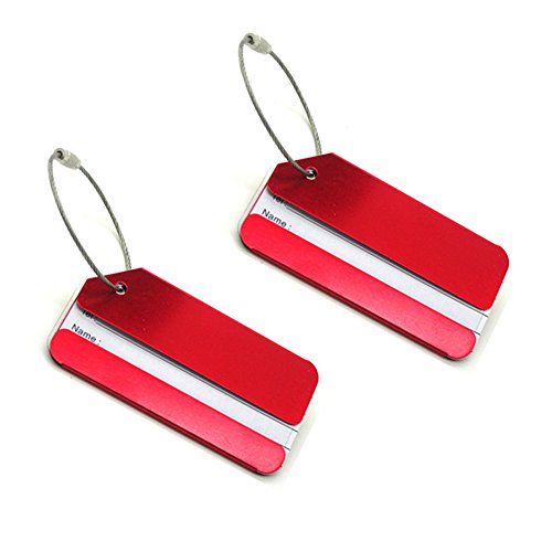 CSTOM 2x Rojo Metal Etiqueta de Equipaje Identificación Dirección