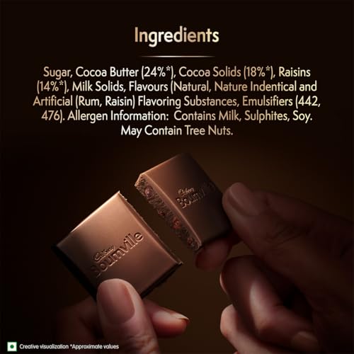 Image of Cadbury Bournville Rum & Raisin 50% Dark Chocolate Bar, 78 Gm (Pack Of 3)