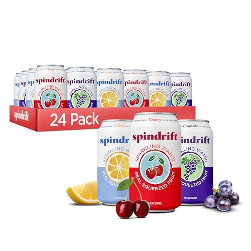 Image of Spindrift Sparkling Water, Americana 3 Flavor Variety Pack, Made with Real Squeezed Fruit, 12 Fl Oz Cans, Pack of 24
