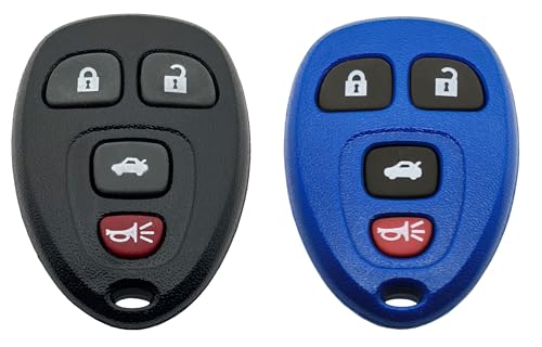 Replacement Key Fob Cover fit for GMC Acadia Yukon Chevy Suburban Tahoe Traverse Cadillac Escalade SRX Buick Enclave Saturn Outlook Key Fob Case (Black+Blue)