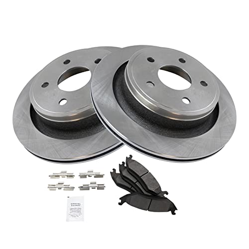 Image of TRQ Rear Brake Pad and Rotor Set Semi Metallic Vented Rotors | For 2007-2009 Chrysler Aspen 2005-2010 Dodge Ram 1500 2005-2009 Durango 2011-2019 Ram 1500 1500 Classic