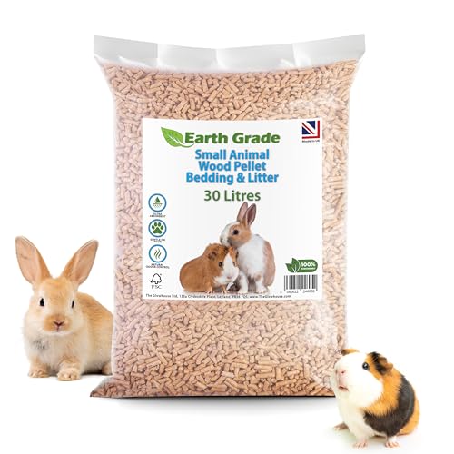 Small Animal Wood Pellet Bedding & Litter Rabbits Guinea Pigs Hamsters Rodents Reptiles Odour Control Biodegradable 30L