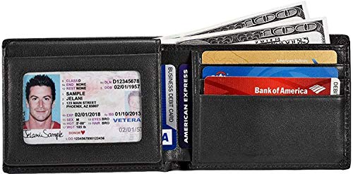 MUITON Men's RFID Protection Bifold Leather Pocket Wallet with Id Window-in Gift Box2