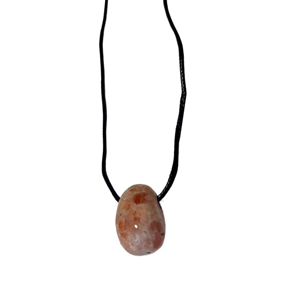 VIE Tumbled Pendant, Black Cord, Sunstone