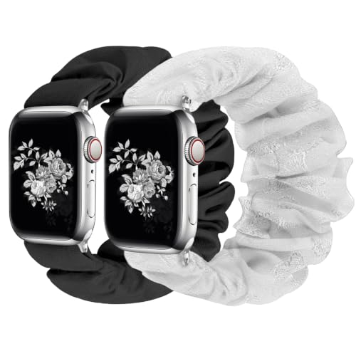Image of 2 Pack Scrunchie Bands Compatible with Apple Watch Band 38 /40 /41 /42mm,S