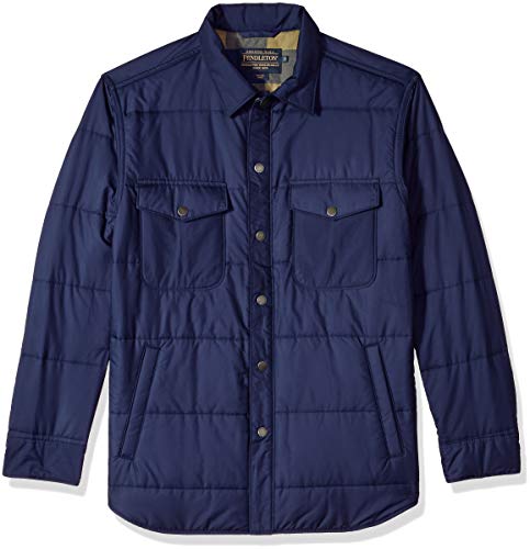 Pendleton Men's Long Sleeve Lightweight Quilted Shirt Jacket, Navy, MD