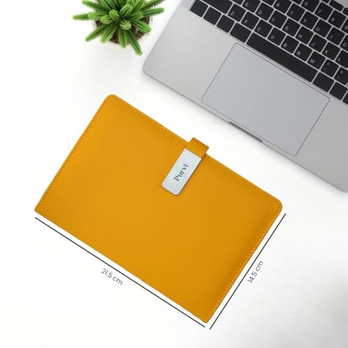 Image of Giftana Personalized Diary with Name, Customized Leather Diaries with Magnetic Overlap Lock,192 Pages, Personalised A5 Notebook Diary, New Year Corporate Gifts for Employee (Yellow -Silver Clip)