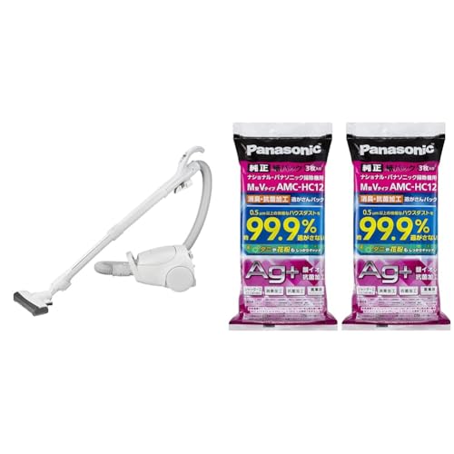 【セット買い】パナソニック 掃除機 紙パック式 MC-PJ24G-C アイボリー 軽量 コンパクト ハイパワー 親子ノズル搭載 + 【まとめ買いセット】 交換用逃がさんパック 消臭・抗菌加工 M型Vタイプ 6枚入り AMC-HAC12 フラストレーションフ