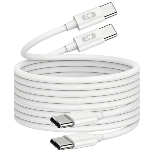 USB C to USB C Charger Cable 2Pack i Phone Type C Cable 2M Long USBC Lead Fast Charging Wire for Apple iPhone 17/16/16 e/15 Pro Max Air Plus Samsung Galaxy S24 S23 S22 S21 A25 A35 A53 A55 CarPlay