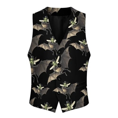 Bat And Flying Trendy Vest Suit for Men V Neck Formal Dress Waistcoat Vests Business Slim Fit3