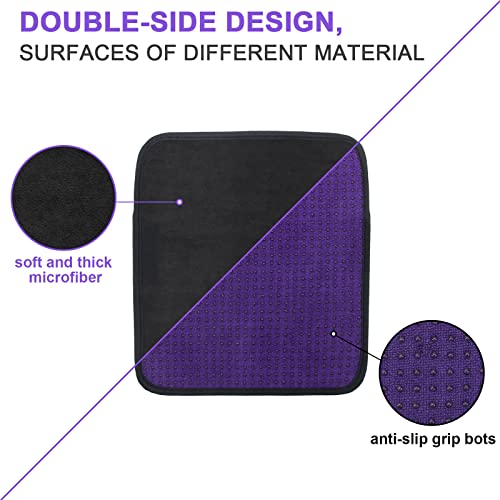 Anglekai Microfiber Bowling Ball Towels 3 Pack, 10" X 8" Bowling Towel Shammy Pad With Easy-Grip Dots Purple Bowling Cleaner Towel Non-Slip Microfiber Bowling Pad Bowling Accessories #TOP2