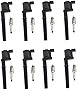 ENA Set of 8 Platinum Spark Plug and 8 Ignition Coil Pack Compatible with Ford Lincoln Mustang Continental Aviator Navigator 4.6L V8 Replacement for UF191 SP493