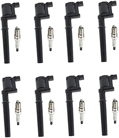 ENA Set of 8 Platinum Spark Plug and 8 Ignition Coil Pack Compatible with Ford Lincoln Mustang Continental Aviator Navigator 4.6L V8 Replacement for UF191 SP493