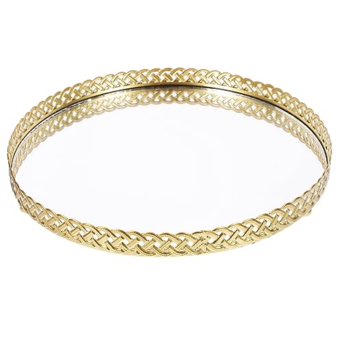 Cabilock Bandeja Organizadora de Joyas con Superficie Espejo Plato de Almacenamiento Decorativo para Maquillaje Perfumes y Accesorios para Dormitorios y Mesas de Tocador