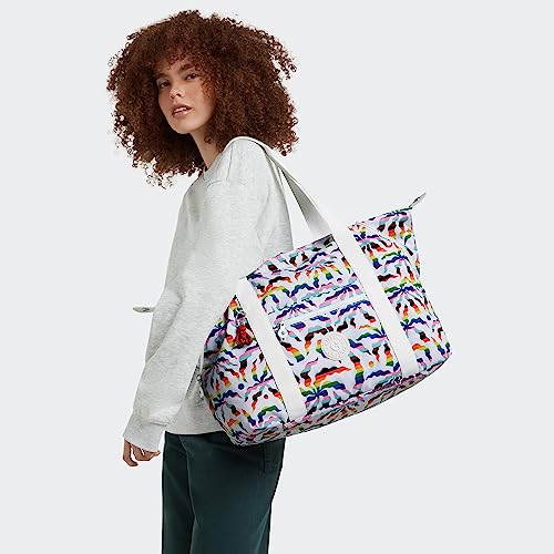 Image of Kipling Art Medium Printed Tote Bag Rainbow Palm