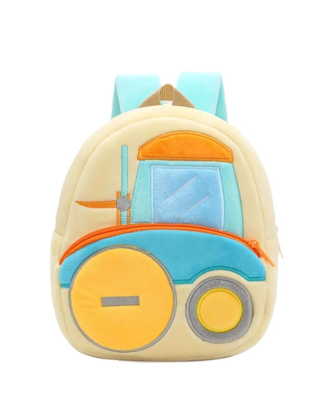 blue tree School Bag for Cute Kids for (1-6 Years), Preschool Soft Plush Embroidery Design Forklift Bag for Toddlers, Cartoon Backpack for Baby Boys-picture-51