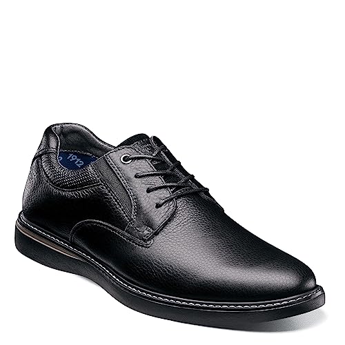 Nunn Bush Men's BAYRIDGE Plain Toe Lightweight Leather LACE-UP Oxford, Black, 7.52