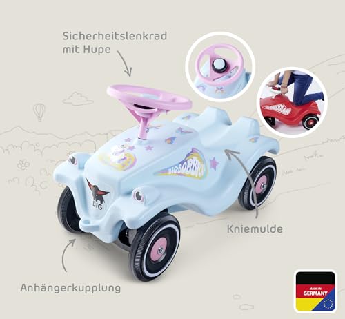 BIG-Bobby-Car-Classic Einhorn - Kinderfahrzeug mit Aufklebern im Einhorn Design, für Jungen und Mädchen, belastbar bis zu 50 kg, Rutschfahrzeug für Kinder ab 1 Jahr, Hellblau – Bild 5