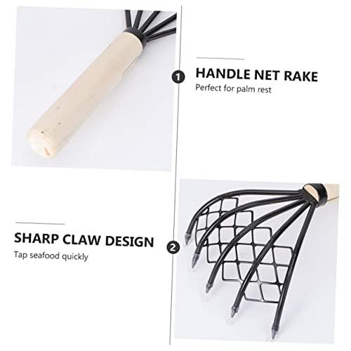 HANABASS 6 Pçs Para - Digger Clam Garra Plana Em Aço Inoxidável - Dente Dente Ancinho Preto - Ferram
