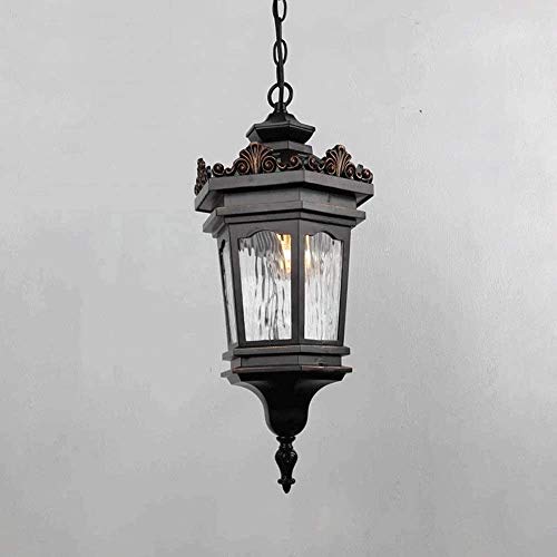RLKHXBS Indoor Chandelier, Outdoor Pendant Light Glass Lantern Traditional Victoria Retro Hanging Suspension Lamp E- Height Adjustable Droplight Pavilion Garden Porch Lighting – Image 5