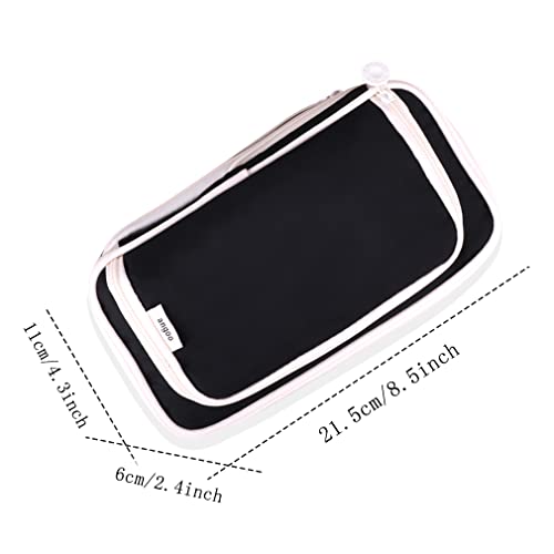 Image of iSuperb Big Capacity Pencil Case Large Pencil Pouch Portable Pen Bag with 2 Compartments Black Pen Organizer for School Teen Boys Girls Men Women