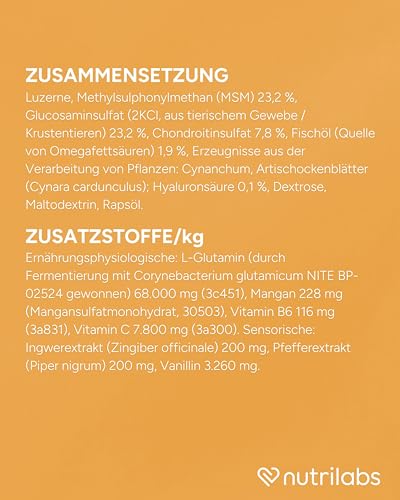NutriLabs Canicox-HD Gelenk-Pellets für Hunde 500 g - mit MSM, Chondroitin, Hyaluronsäure, Glucosamin & Teufelskralle - Gesundheitsprodukte für Hunde - Nahrungsergänzungsmittel Hund