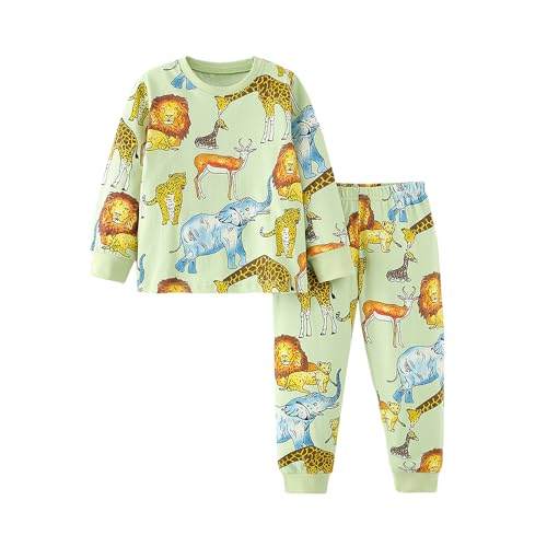 Pijamas para niños para niños Animal Ropa de Dormir de Navidad Ropa de Dormir Pijamas de Manga Larga Pjs Conjunto para niños pequeños 3-4 años 4T Navidad el Dia de Acción de Gracias Regalo