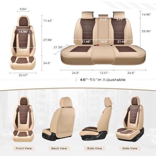 Image of Coverado Car Seat Covers Front, Seat Covers for Cars, Waterproof 2-Pack Car Seat Cushions, Leather Carseat Seat Protectors, Universal Seat Covers Fit for Most Sedans SUV Pick-up Trucks(Beige&Coffee)