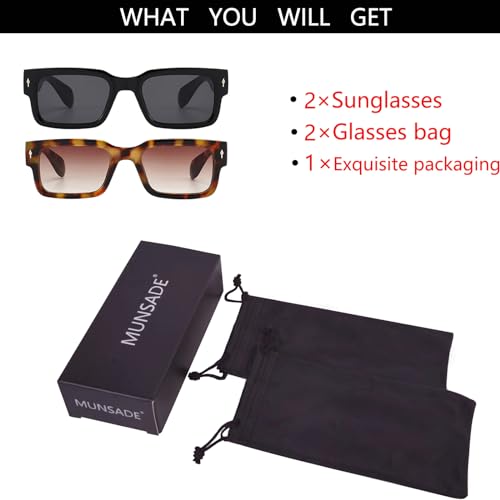 Trendy Rectangle Sunglasses for Women Men Retro Square Chunky Frame Sun Glasses Designer Style UV Protection 6