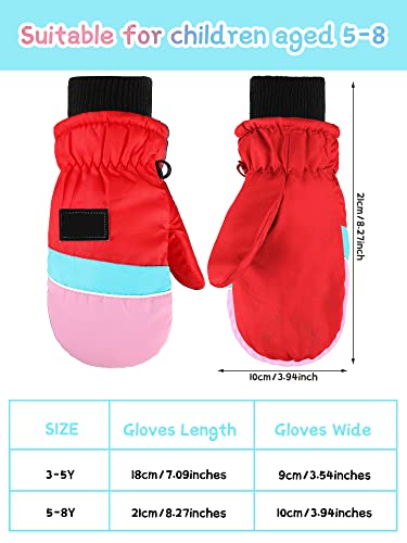 SATINIOR 6 Pairs Kids Toddler Winter Mittens Waterproof Snow Mittens for Boys Girls 3-5 Years Warm Toddler Mittens Ski Mittens for Cold Weather Outdoor Activities2